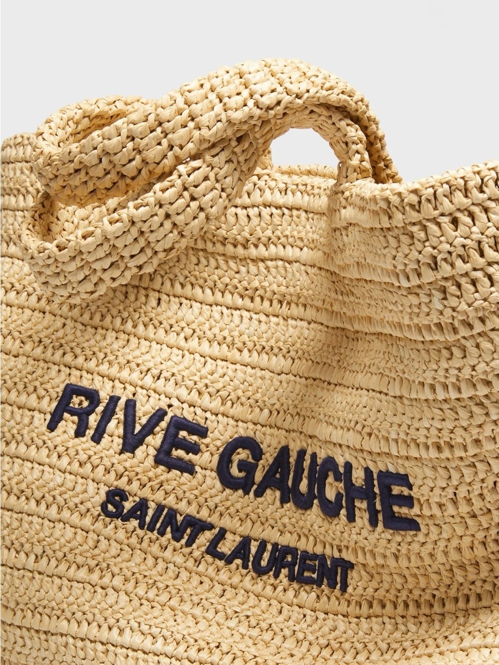 AUTHENTIC Saint Laurent Raffia Rive Gauche Tote Bag - Picture 6 of 12